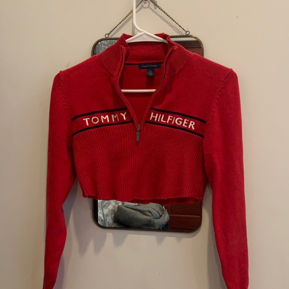 Vintage Tommy Hilfiger Red Turtle Neck Crop Top
